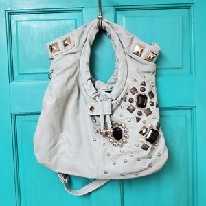 Light blue, leather, Nicole Lee purse.